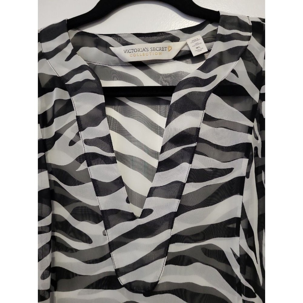 Vintage victoria's secret collection sheer zebra caftan black white med/Large - Picture 4 of 8
